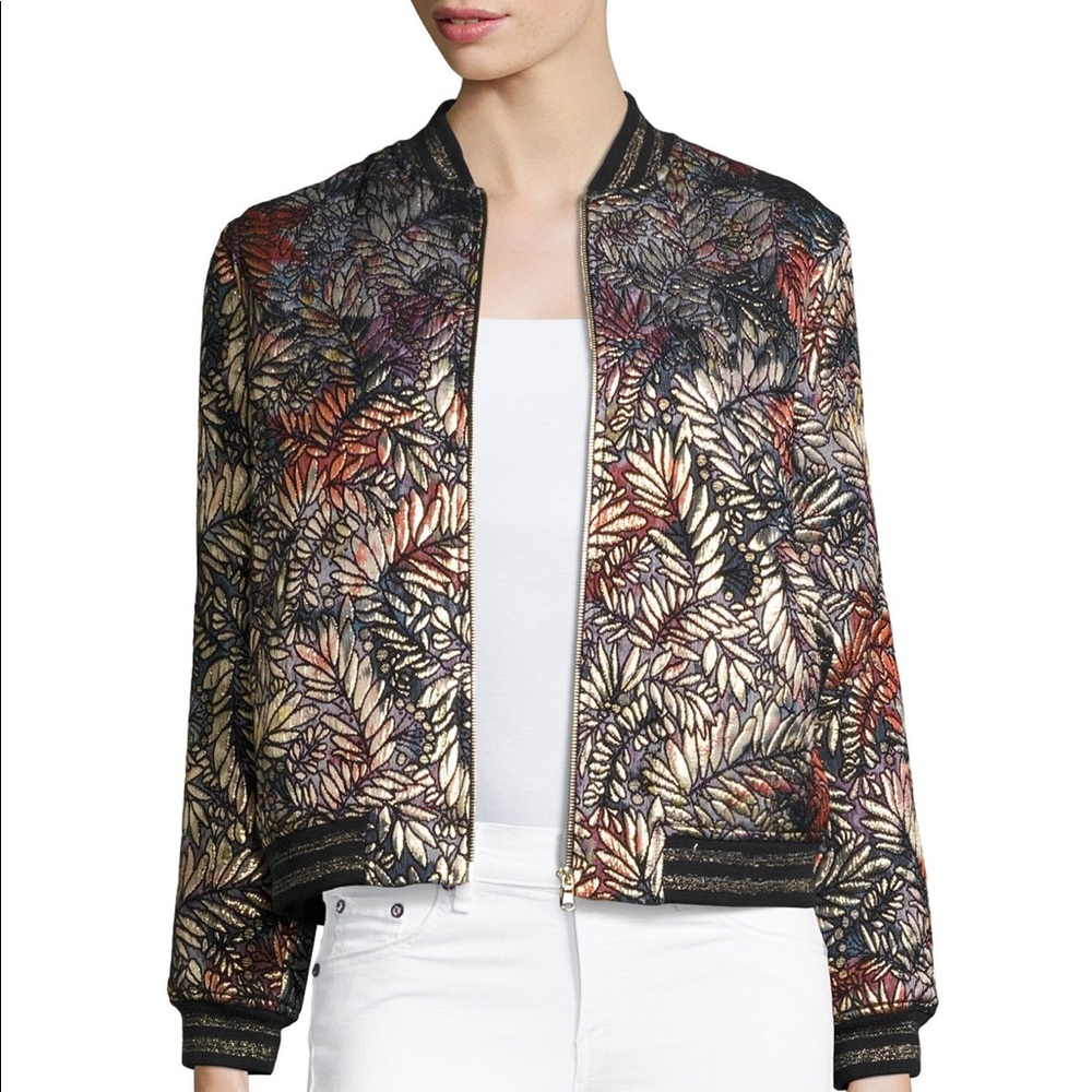 BA&SH Santiago metallic jacquard bomber jacket